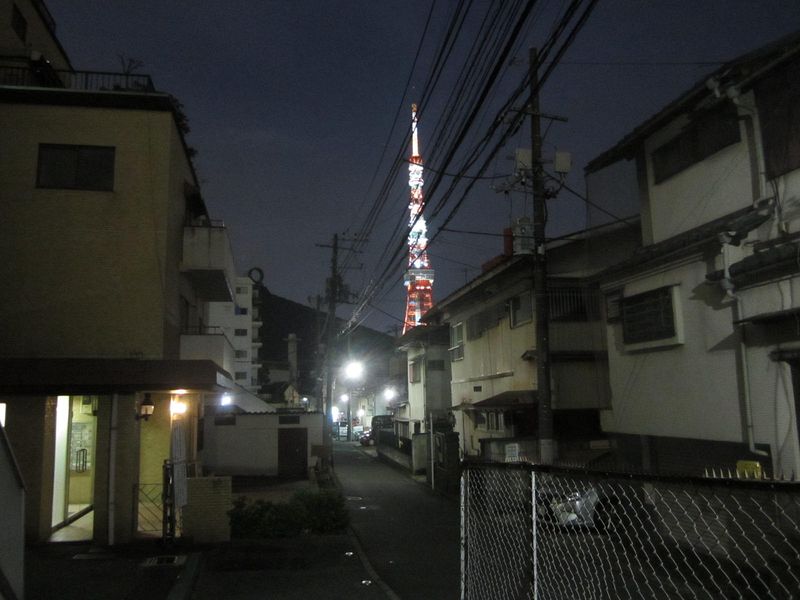 遠くに東京タワー